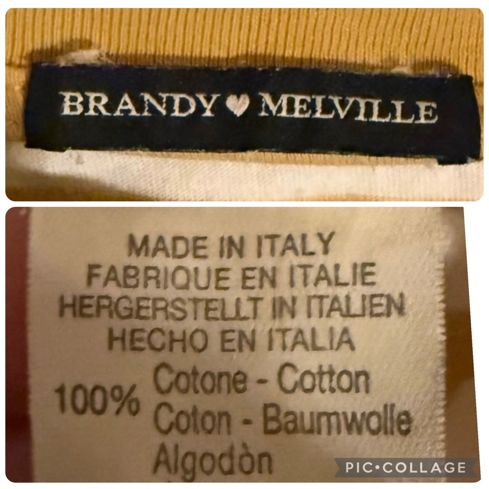 Brandy Melville Mustard Yellow Striped Long Sleeve Tee Italy Y2K Skater Coastal - Picture 6 of 7